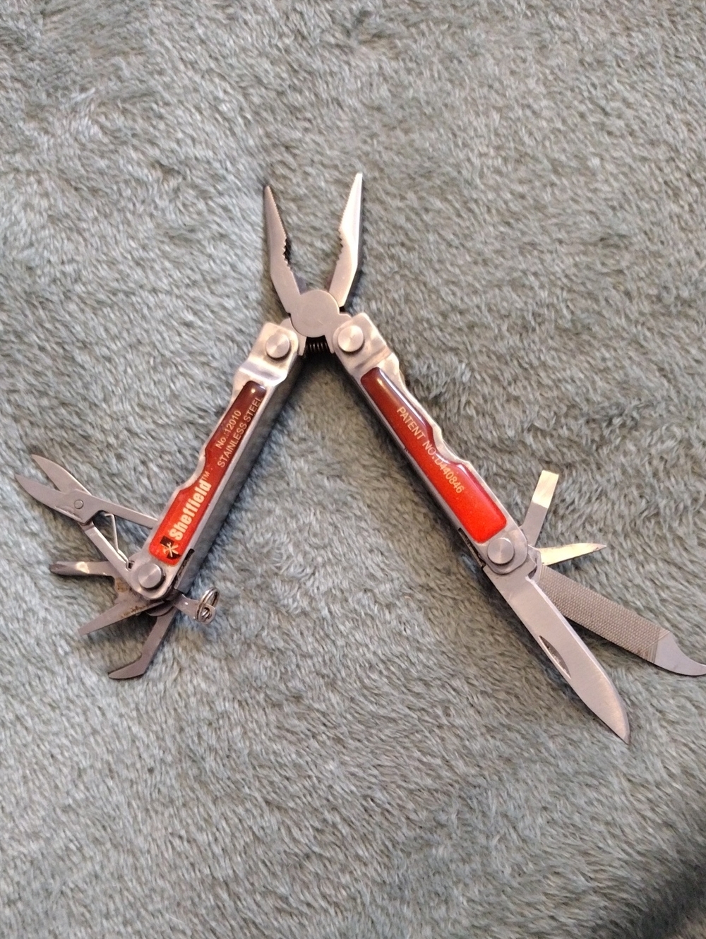 Sheffield #12010 Mini Stainless Steel Multi-Tool With Red Handles